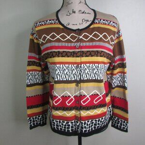 Fisher Hill Sweater Jacket M Animal Print Button